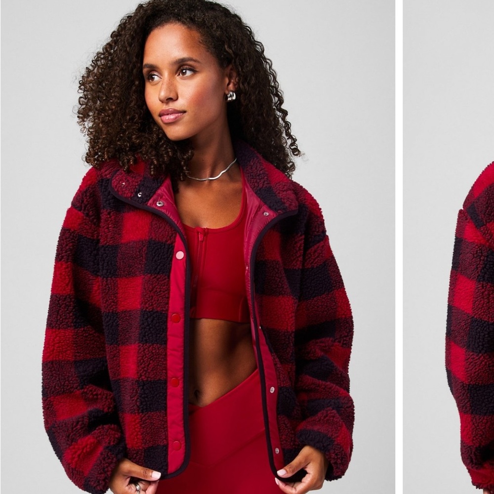 Plaid Red and Black Women's Jacket